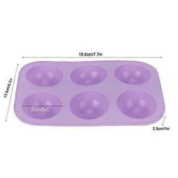 3 stk. Halvkugleform Silikone Bageform til Chokolade Budding Mousse Dessert Køkkenredskaber, Lilla