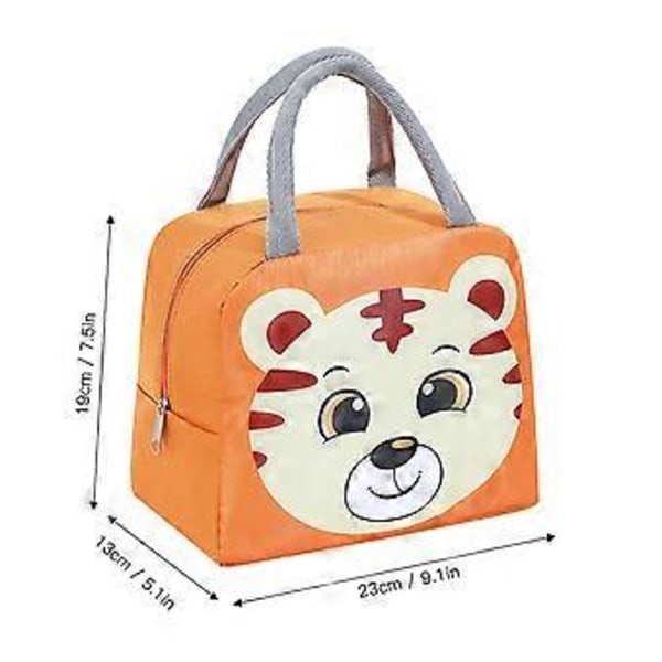 Lunchväska Sött Tecknat Djurmönster Vattentät Stor Kapacitet Bärbar Termisk Isolering Lunchlåda Väska för Kvinnor Män Tiger