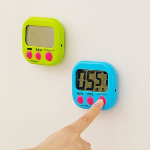 Grøn digital timer magnetisk køkken timer stor skærm læring