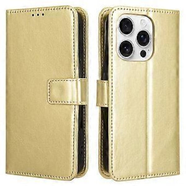 Til iPhone 16 Pro Max Cover Crazy Horse Tekstur PU Læder Telefon Wallet Cover (Style C)