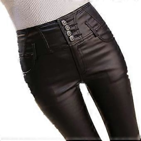 LLSB ygqzm Vinter Varme Bukser Kvinde PU Læder Fløjlsbukser Elastiske Pencil Skinny Bukser Dame Tætsiddende Bukser (XXXL)