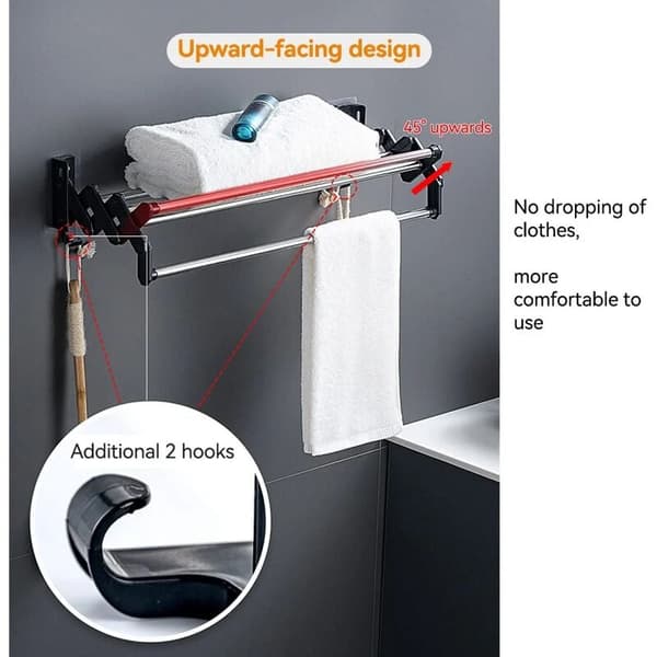 50cm Retractable Towel Rack, Wall Mounted Bathroom Towel Rack, No