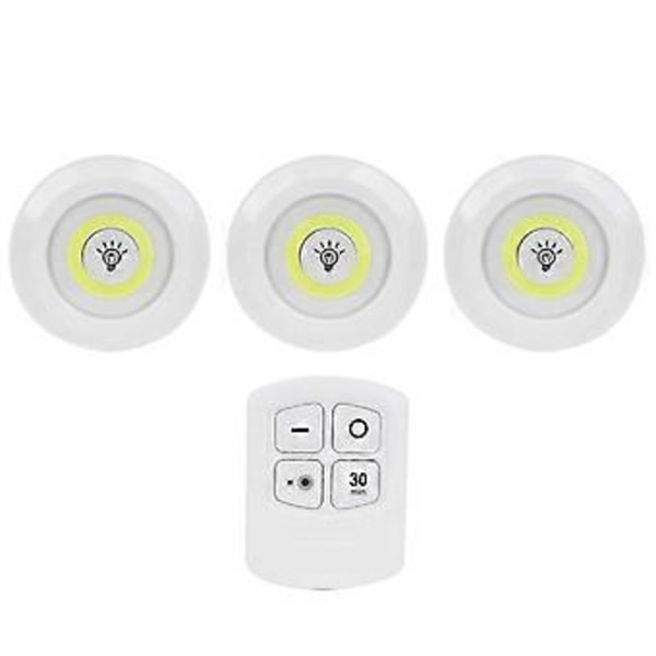 3 stk. COB Natlampe Fjernbetjening Timer Dæmpning Natlampe Soveværelse Garderobe Sengelampe