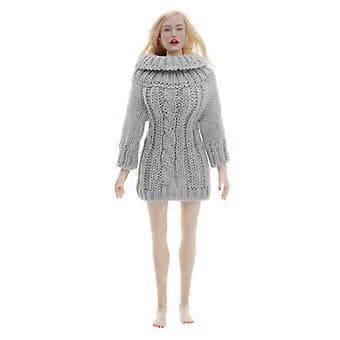 1/6 Skala Casual Strikket Oversized Langærmet Pullover Sweater Outfit til (Grå)