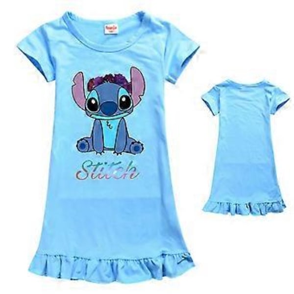Børn Piger Lilo Stitch Printet Kortærmet Natkjole Natkjole Nattøj (7-8 år Lyseblå)