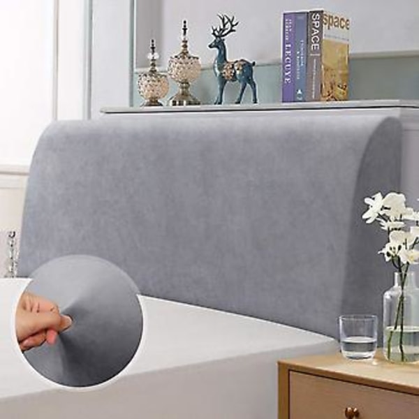 Sänggavelöverdrag, Ljusgrå 150-170 cm, Elastiskt sänggavelskydd, allomfattande design enfärgat elastiskt skydd