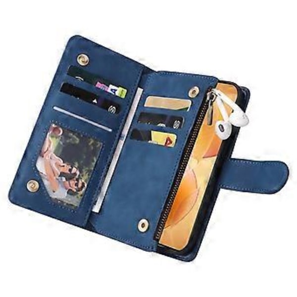 Til Xiaomi 14T Pro Etui Lynlås Pung Flere Kortpladser Læder Telefon Cover (Style E)