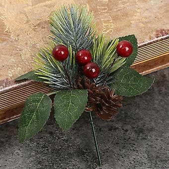 2 stk Julepynt til hjemmet: Kunstige simulerte planter - Juleris med furunåler ( )