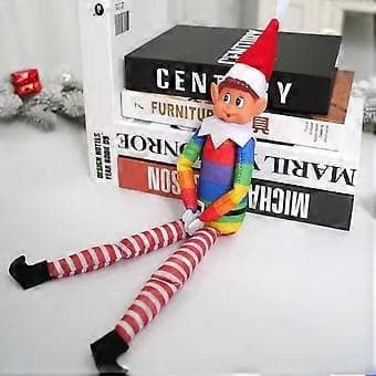 Julegave Regnbue Pride Stoffelf Plush Leke Julepynt (Gutt)