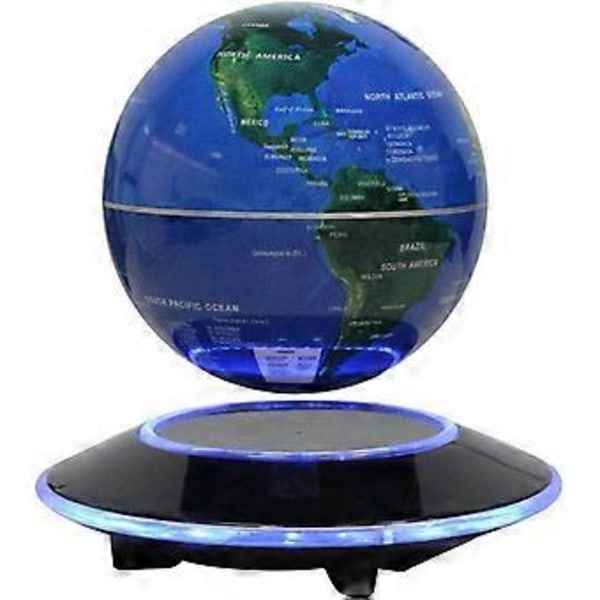 Magnetisk Flytende Rotasjonsklode med LED-lys, Verdenskart - Anti-Gravitasjonsklode - Utdanningsgave - Hjem- og Kontordekor - 15 cm