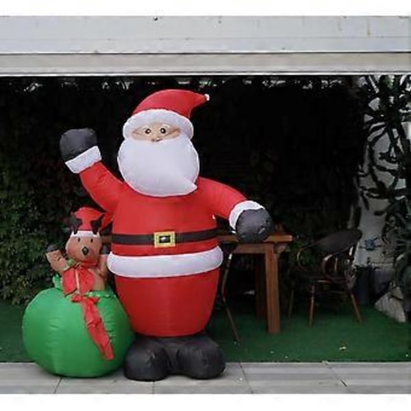 1,8 meter uppblåsbar tomte med presentpåse älghorn LED lysande luftmodell jul uppblåsbar välkomstluftmodell