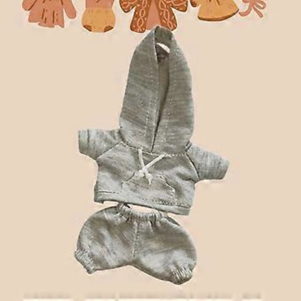 Dockkläder för 17 cm Plyschdocka Dockkläder Hoodie Sweatshirt och Byxor Mjuka Stilfulla Kläder för Gosedjur Söta (ljusgrå)