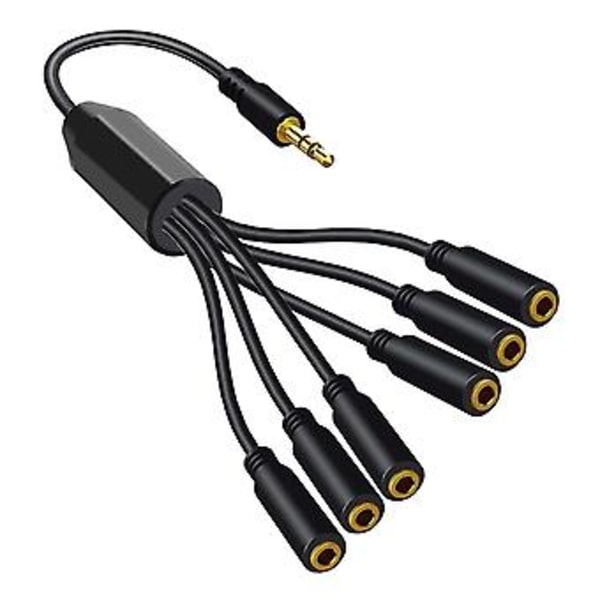 3,5 mm TRS Han til 6-Port 3,5 Hun Jack Hovedtelefon Splitter Kabel Stereo AUX Audio Adapter til PC T