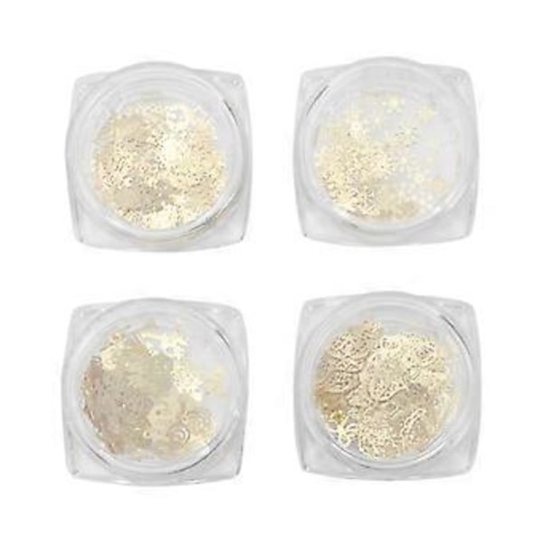 4 Ask Jul Nagelstickers Jul Nageldekaler Metall Nagelkonst Dekor (Gyllene)