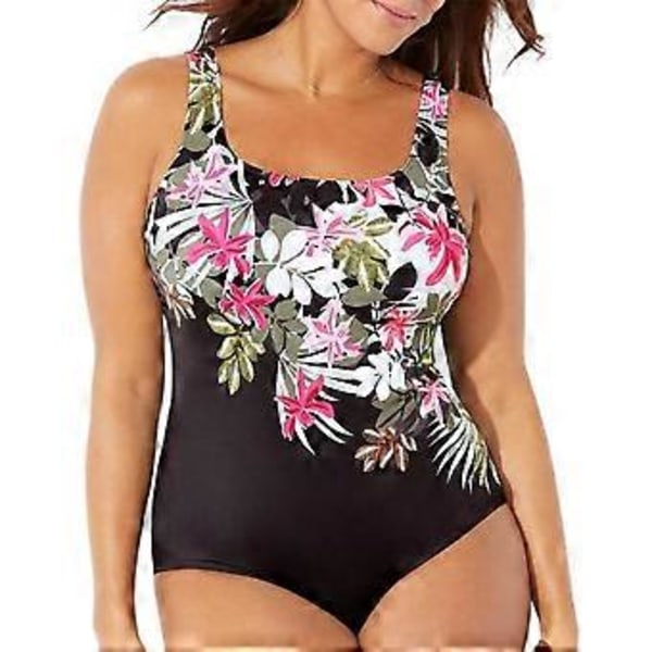 Dam Sommar Plus Size Push Up Baddräkt Randig Tryckt Bodycon Baddräkt Hel Baddräkt (L rosa)