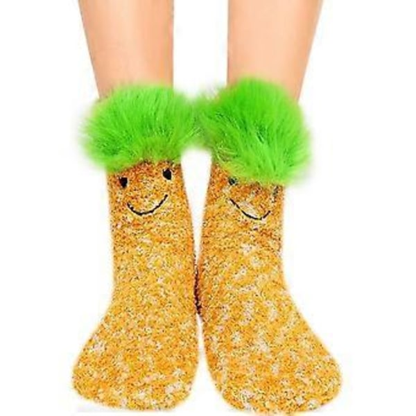 Dam Fuzzy Socks Mysiga Fluffiga Toffelstrumpor Söta Mjuka Vinter Varma Sovkstrumpor (G)