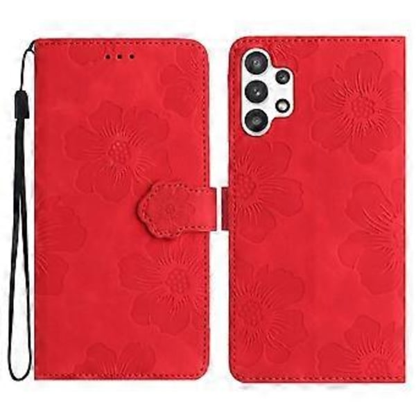 Til Samsung Galaxy A32 5G/M32 5G PU Læder Wallet Cover Blomster Prægning Telefon Cover med Støttefod (Style D)