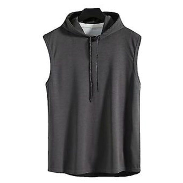 Fianao Herr T-shirt Enfärgad Allmatch Lös Svett Absorberande Sommar T-shirt för Basketboll (2XL Grå)