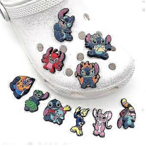 22 st Söta Stitch Ängel Tecknade Sko Berlocker, Croc Träskor Dekoration