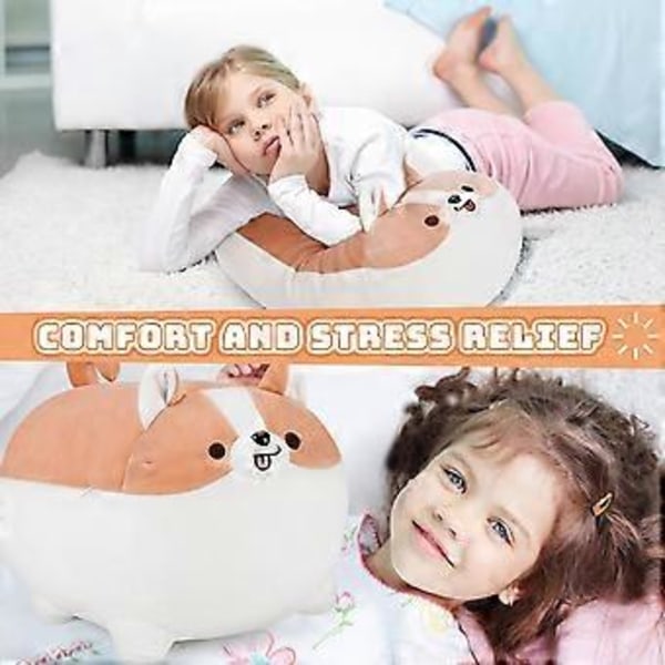 Onnekas Shiba Inu -pehmolelu - 15.7'' söpö koiran tyyny ja lelu, pehmeä anime kawaii lahja pojille ja tytöille (19.6 tuumaa tummanruskea)