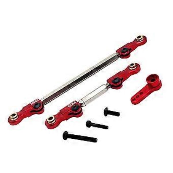 2x Styrekoblinger med Servoarm Profesjonelle Justerbare Servokoblinger RC Trekkstang for H12Y H12Y+ 1/12 RC Hobbybil Tilbehør (rød)
