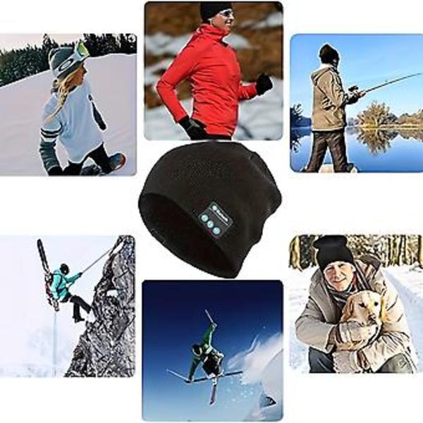 Unisex Mænd Kvinder Bluetooth Beanie Trådløs Beanie Hat Varmt Blødt Strikket Hætte Med Hovedtelefoner( )