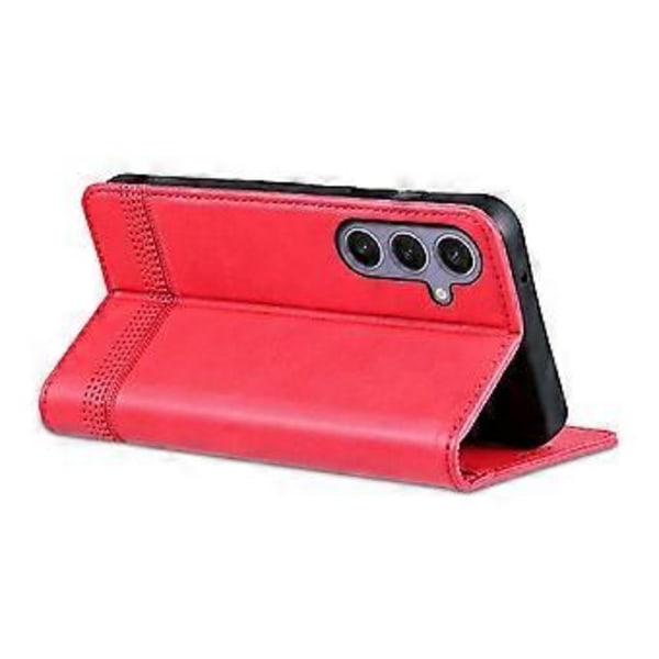 AZNS Samsung Galaxy A26 5G -kotelo, lehmännahkajäljitelmä PU-nahkainen lompakkokotelo - Punainen (Punainen)
