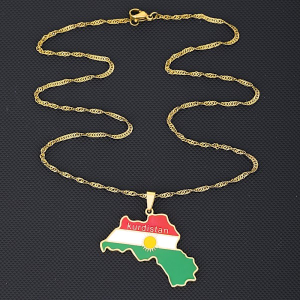 1 kpl Kurdistan kartta ja lippu riipus kaulakoru rakastavaisille miehille
