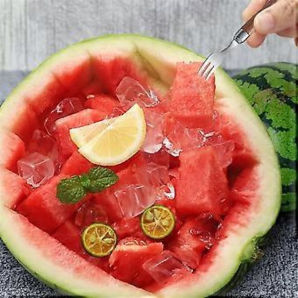 2 i 1 Fruktskærer i rustfritt stål, Vannmelonskive, Bærbar dobbel vannmelonskærer i rustfritt stål (3 stk)