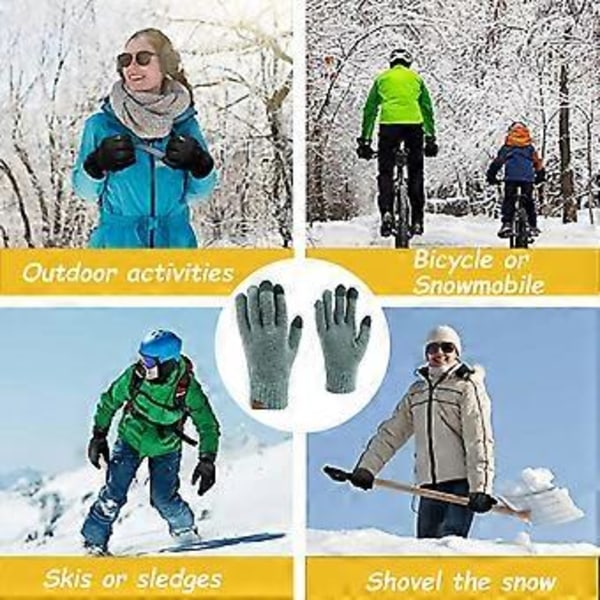 Dam Vinter Touchscreen Ull Magiska Handskar Varma Stickade Fleecefodrade för Kvinnor