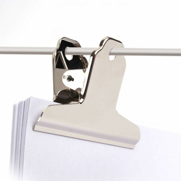 4 stk. 12 cm ekstra brede clips, sølvfarvede clips i rustfrit stål til papir