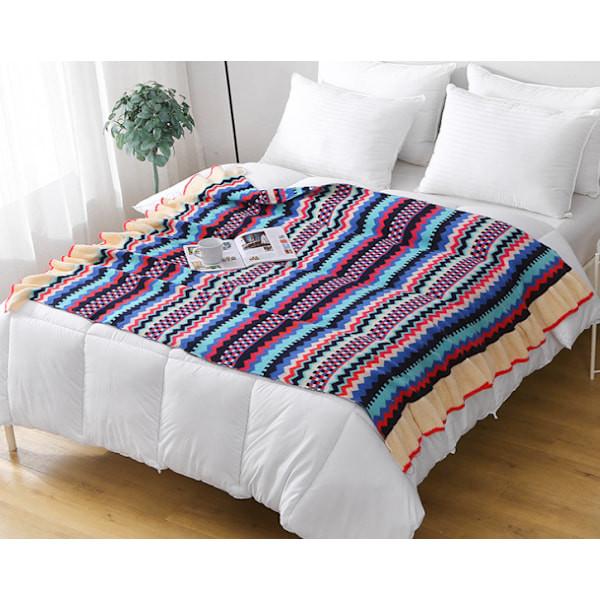 1 stk 130x170cm Strikket Pledd Rutete Farge Myk Komfortabel