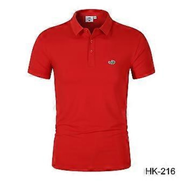 Forår/Sommer Herre Ny Fugttransporterende Hurtigtørrende Ensfarvet Polo Shirt Broderet Polo med Polokrave (L rød)