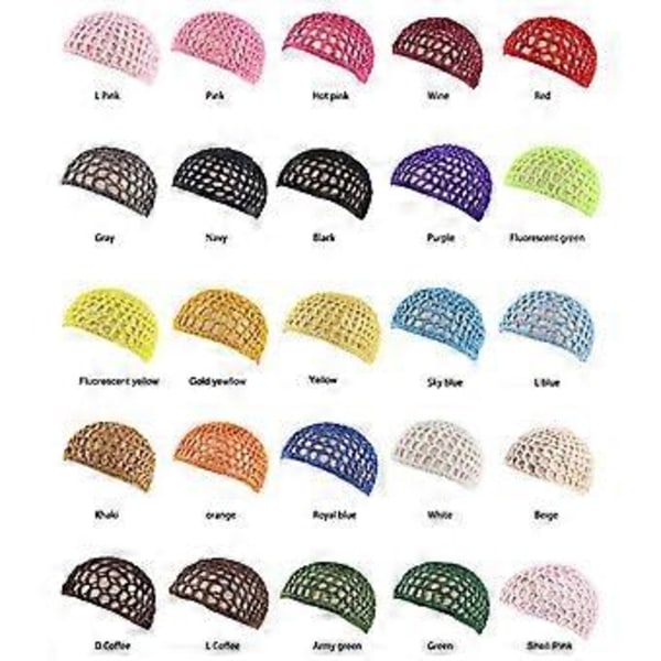 Mesh Crochet Hårnet Rayon Knit Snood Hat Tyk Kort Kvinder Hårnet Snoods (Fluorescerende Grøn)