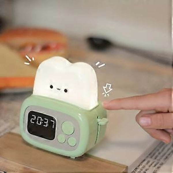 Kreativ tegneserie børns elektronisk vækkeur LED natlys student timer stil sengebords ornamenter digitalt ur (pink)