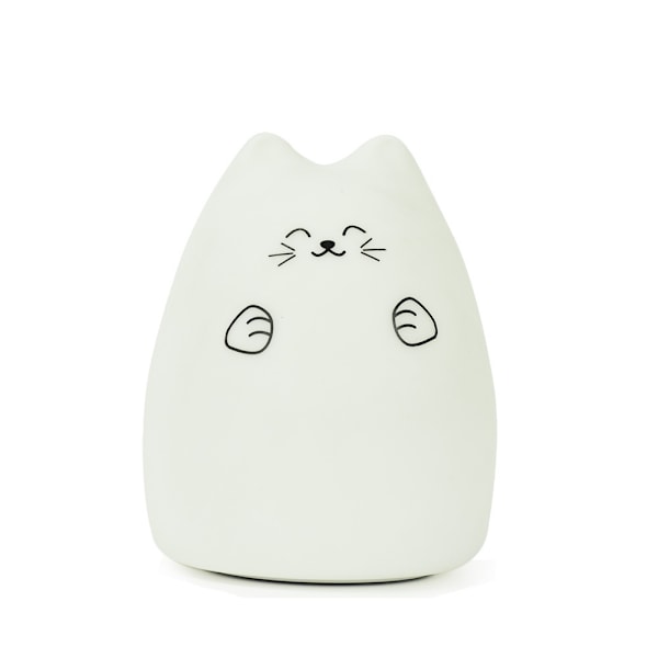 Natlampe - Kat Silikonelampe 7 Farver Farveskiftende Lampe USB