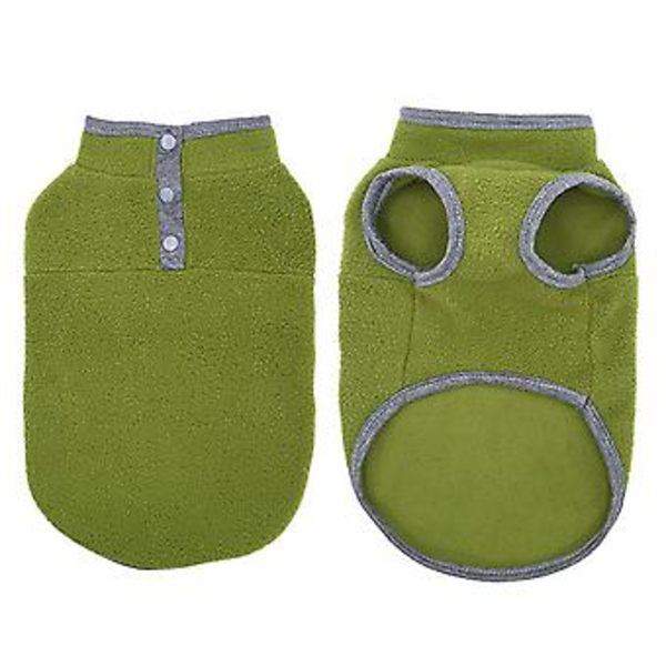 Varm Fleece-västjacka för små hundar och valpar, vinterkläder för husdjur (M Grön)
