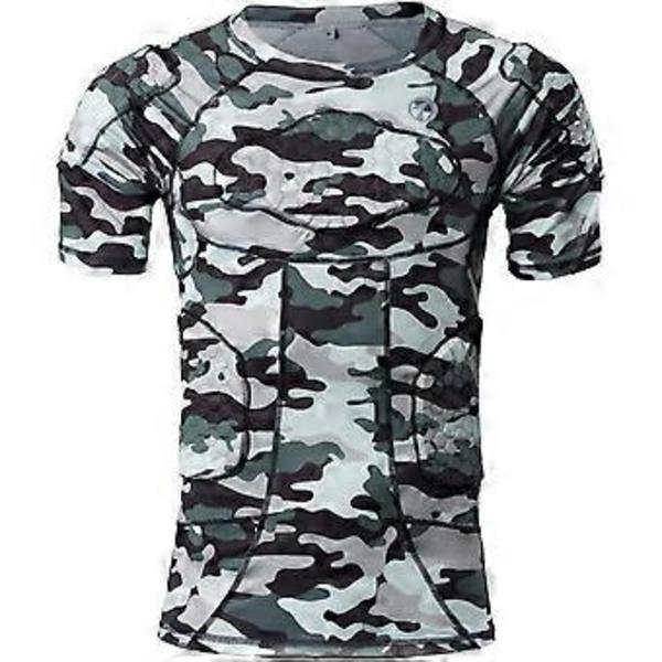 Herre tørre tights treningsløpebukser fotball rashguard (T-skjorte)