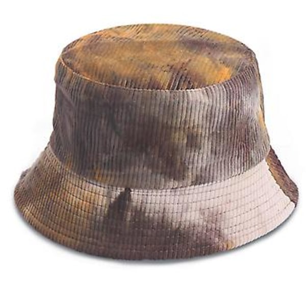 Kvinders Vinter Corduroy Fløjl Stribet Spandhat Farverig Tie-dye Trykt Vendbar Dobbeltsidet Harajuku Fiskerhat ( )