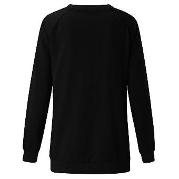 Juletunika Kvinder Langærmet T-shirt Julemand Sød Elg Print Top Bluser L Sort
