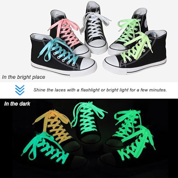 5 par fluorescerende skolisser (5 farver, 100 cm), lysende fla