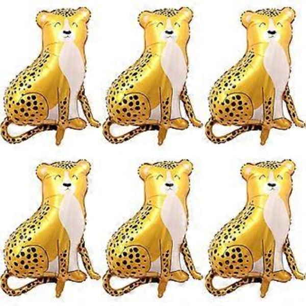 Leopardballonger 6 stk Folie Helium Leopardformet Dyr Festballonger Tegneserie Dyr Leopard Skogballonger for Jungle Safari Tema Bakteppe Barn