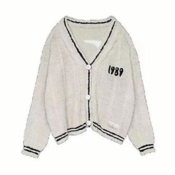 Dame Taylor Swift 1989 Strikket Løstsittende Avslappet Cardigan Åpen Front Jumper Jakke Overdel Fans Gaver (S Aprikos)