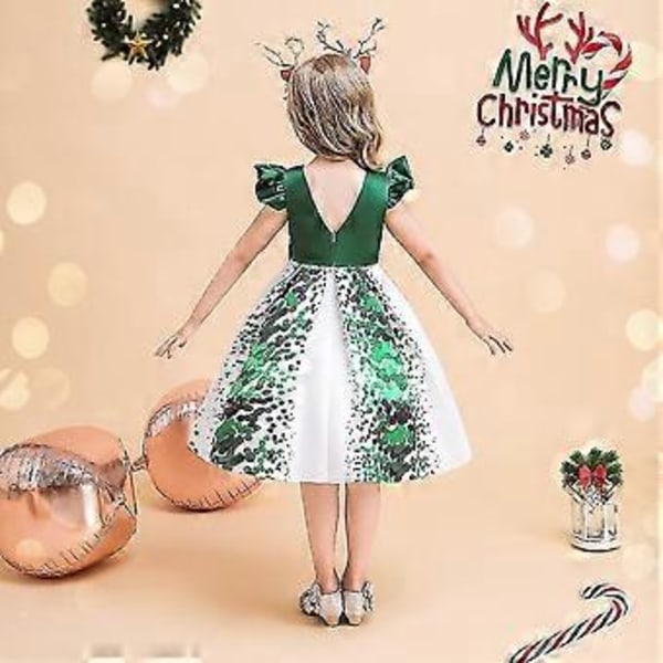 Barn Flickor Jul Prinsessklänning Jul Party Balklänning A-linje Swing Klänningar Uppträdande Kostym -NMAOV(8-9 År Grön)