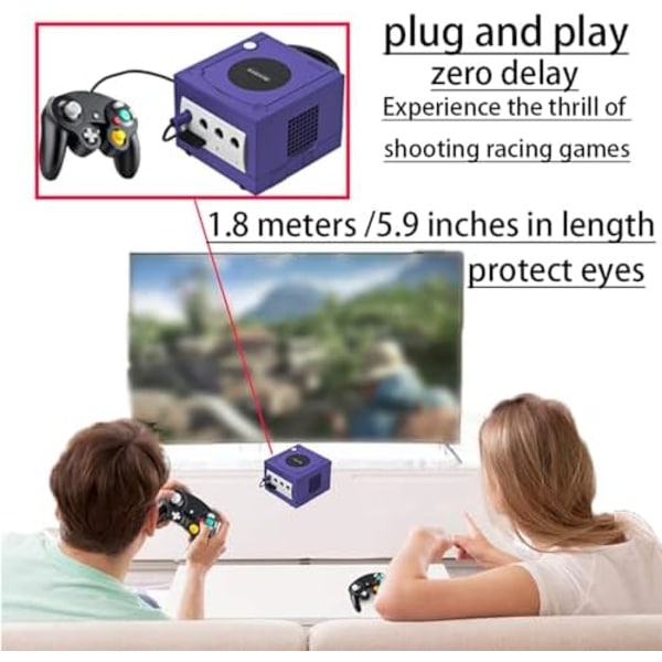 Kablet controller til Gamecube Nintendo Wii med vibrationsfunktion