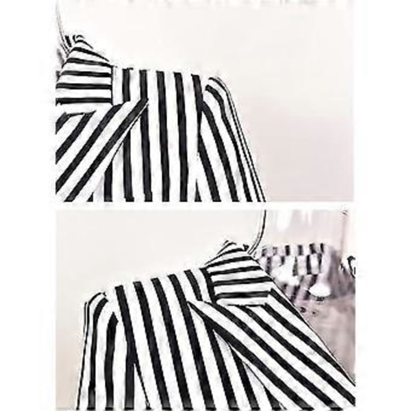 Stribet Print Suitjakke med Dobbelt Bryst og Hakket Rever - Slim Fit Blazer (L sort)