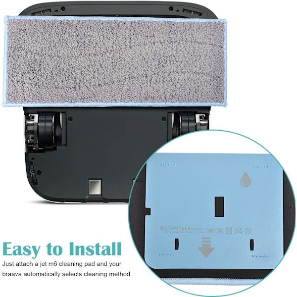 Sett med 4 gjenbrukbare, vaskbare mopper for Braava Jet M6134
