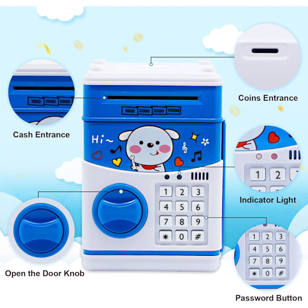 Elektronisk Sparegris for Gutter, Pengesparebøsse for Voksne med Passord