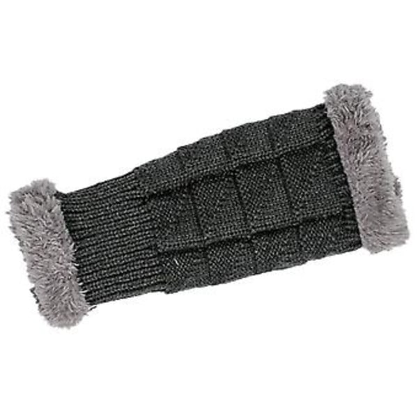 1 Par Fingerløse Arm Håndled Fuzzy Strikket Handsker Håndvarmer Vinter Vanter (Mørkegrå)