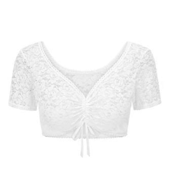 100% Ny Oppgradert Sommer V-hals Schiffy Snøring Foran Crop Top Bluse for Kvinner (L)